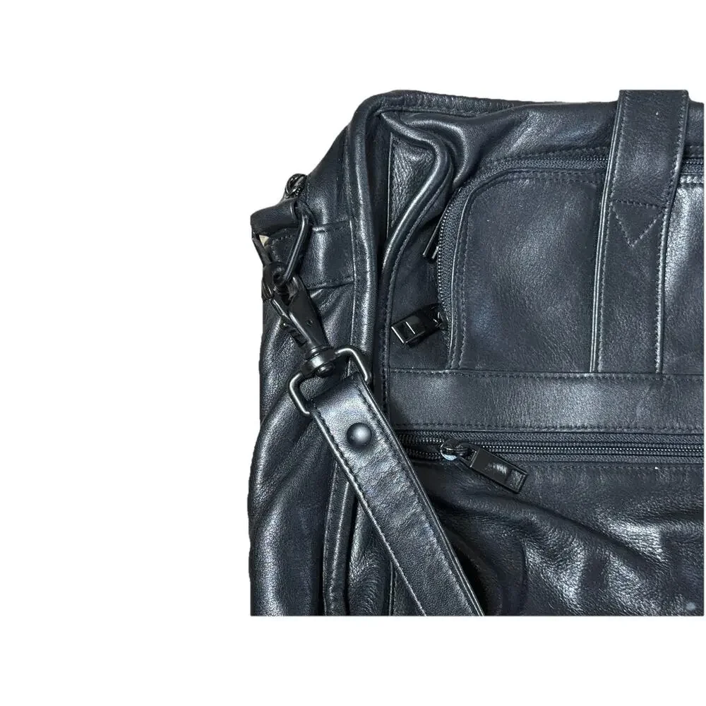 Giorgio Bernini Black Leather Briefcase Vintage 90s Travel Bag Carry On Career